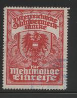 AUSTRIA 1924 PASSPORT VISA REVENUE FUR MEHRMALIGE EINRIESE RED PERF 12.50 X 12.50 - Fiscaux