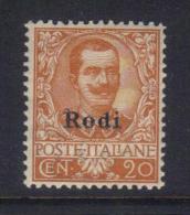 BIN422 - RODI , 20 Cent Arancio N. 9  ***  MNH - Egée (Rodi)