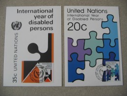 NAZIONI UNITE UNITED NATIONS NEW YORK 1981 DISABILI DISABLES - - Maximum Cards