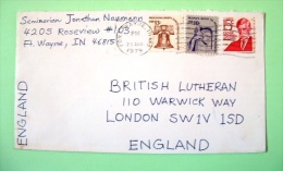 USA 1979 Cover Fort Wayne To England - Lutheran Label On Back - Bell Liberty Oliver Wendell Homes Right Redress - Brieven En Documenten