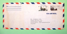 USA 1987 Cover New York To England - Trains - Lettres & Documents