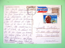 USA 1992 Postcard "San Francisco" To France - William Piper Aviation Pioneer Plane - Lettres & Documents