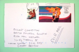 USA 1993 Pre Paid Card Tucson To England - Olympics Torch Animal Squirrel (unperforated) - Cartas & Documentos