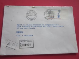 Lettera Cita 'del Vaticano Vatican Recommandata AR Pour Genève Suisse Helvetia Marcophilie 14 Janvier 1980 - Cartas & Documentos