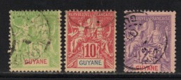 GUYANE N° 43,44 & 48 Obl. - Oblitérés