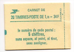 "Carnets Modernes" - 2318-C 1 - 20 Timbres à 1,70F - Vert - N° 2318 - "Code Pöstal" - Definitives