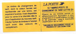 "Carnets Modernes" - 2713 --C1  - 10 Timbres "D"  Rouge N° 2713 - "Changement De Tarif (Lettre D)" - - Definitives