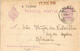 7229. Entero Postal CALELLA (Barcelona) 1930. Alfonso XIII Vaquer - 1850-1931