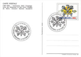 1987 Cartoline FDC Abate Desiderio Missionari San Carlo C29 + C30 - Entiers Postaux