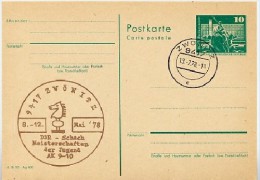 DDR P79-8b-78 C59-b Postkarte PRIVATER ZUDRUCK Hellbraun Schach Zwönitz Stpl. 1978 - Cartes Postales Privées - Oblitérées