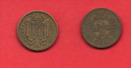 SPAIN 1944, Circulated Coin, 1 Peseta,    Km 767, C1735 - 1 Peseta