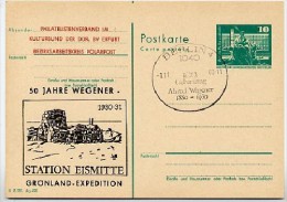 DDR P79-29-80 C127 Postkarte ZUDRUCK DRUCKVERSCHIEBUNG Wegener-Grönland-Expediti On SS 1980 - Cartes Postales Privées - Oblitérées