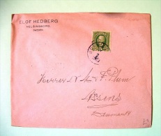 Sweden 1910 Cover To Denmark - King Oskar II - Stamp On Green Paper - Brieven En Documenten