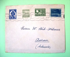 Sweden 1951 Cover To Switzerland - Gymnastics Horses UPU Plane - Lettres & Documents