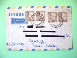 Sweden 1957 Aerogram To England - King Gustaf VI - Lettres & Documents