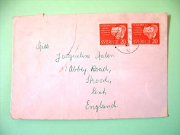Sweden 1961 Cover To England - Nobel Roentgen Prudhomme Behring Van't Hoff - Cartas & Documentos