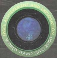 USA 2000 Space Expo Stamp S/s Sc#3412 Hologram Map Unusual Circular - United States