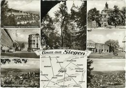 Delcampe - AK Siegen Mehrbild Mit Landkarte 1962 #1920 - Siegen