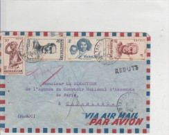 Lettre De Tanarive Rebuts Pour Casablanca 1949 + Griffe Au Verso - Lettres & Documents