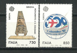 ITALIE. Decouverte De L'Amérique (Monument à Christophe Colomb A Gènes) 2 T-p Neufs ** - Christopher Columbus