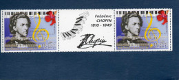POLYNESIE Française : Frédéric CHOPIN (musicien Polonais) 150 Ans De Sa Mort - Art - Musique - - Unused Stamps