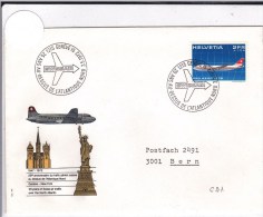 SUISSE - 1972 - ENVELOPPE + OBLITERATION SPECIALE Des 25 ANS Des VOLS AU-DESSUS DE L´ATLANTIQUE DU NORD - Eerste Vluchten