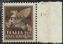 EMISSIONI LOCALI TERAMO 1944 SOPRASTAMPATO D´ ITALIA ITALY OVERPRINTED POSTA AEREA AIR MAIL CENT. 50 MNH - Lokale/autonome Uitgaven