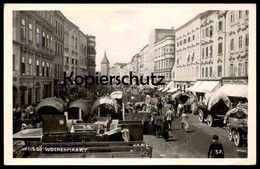 ALTE POSTKARTE WELS OBERÖSTERREICH WOCHENMARKT Markt Marché Market Joh. Haas Wagen Waren Österreich Austria Autriche - Wels