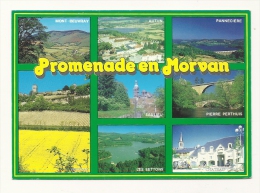 Cp, Bourgogne, Promenade En Morvan, Multi-Vues, Voyagée 1996 - Bourgogne