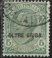 OLTRE GIUBA 1925 SOPRASTAMPATO D´ITALIA ITALY OVERPRINTED 5 CENT. TIMBRATO USED OBLITERE' - Oltre Giuba