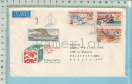 Flamme Cover Via Air ( "XVI. ZJAZD " 1984 Batislava Ostrava à Sherbrooke P. Que Canada ) 4 Timbres  2 Scans - Cartas & Documentos