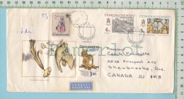 Flamme Cover Via Air ( "Renesancny  Arkier" 1987 Bratislava Ostrava à Sherbrooke P. Que Canada ) 4 Timbres  2 Scans - Lettres & Documents