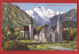 CBE-18 Interlaken Kath. U. Engl. Kirche. Jungfrau.  Tennisplatz, Court De Tennis. Gelaufen - Court