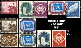 1 à 11 NATIONS UNIES NEW YORK   1951  DIVERS - Ungebraucht