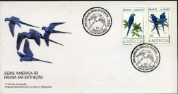 Brasil 1993 YT2136-37 FDC  America Upaep. Fauna En Extincion. Arara Azul. Fauna In Extinction. Arara Azul. - FDC