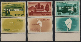 ISRAEL Poste 160 à 162 ** MNH + TAB : Villages Sionistes Merhavya Yesud Ha-Maala Deganya - Nuevos (con Tab)