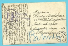 Kriegsgefangenensendung Met Stempel ANGLEUR Naar MUNSTER , Stempel GEPRUFT - Prisonniers