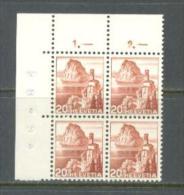 1948 SWITZERLAND DEFINITIVE 20C. MICHEL: 502 BLOCK OF 4 MNH ** - Unused Stamps