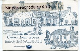 - Colony Inn MOTEL - Near RICHMOND - écrite En 1965, Splendide, Beau Timbre, TBE, Scans. - Other & Unclassified