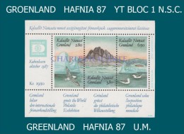 GREENLAND 1987 HAFNIA M.S. U.M. FACIT BL1 - Bloques