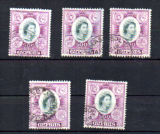 Reine Elisabeth II, 169 Ob (SG 186-11£), Cachet De Luxe, Cote 16,50 €, X 5 - Chypre (...-1960)