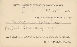 Canada Postal Stationery Ganzsache Entier Private Print LIBRARY, UNIVERSITY Of Toronto, Toronto 1925 To Sweden (2 Scans) - 1903-1954 Kings