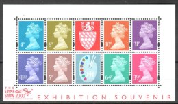 Great Britain 2000 "The Stamp Show" Print - Exhibition Souvenir, Machins Miniature Sheet  MNH(**) - Unused Stamps