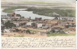 Red Wing MN Minnesota, Aerial View Downtown Business District, River In Background, C1900s Vintage Postcard - Autres & Non Classés