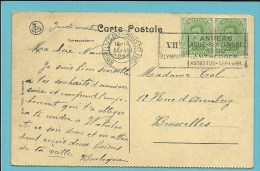 137 Op Kaart Met Mekanische Vlagstempel OLYMPIADE 1920 ANVERS Van BRUSSEL (N.d) - Sommer 1920: Antwerpen