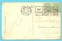 137 Op Kaart Met Mekanische Vlagstempel OLYMPIADE 1920 ANVERS Van LIEGE / LUIK 1 - Summer 1920: Antwerp