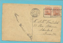 135 Op Kaart Met Mekanische Vlagstempel OLYMPIADE 1920 ANVERS Van ANTWERPEN / ANVERS 6 - Verano 1920: Amberes (Anvers)