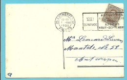 136 Op Kaart Met Mekanische Vlagstempel OLYMPIADE 1920 ANVERS Van ANTWERPEN / ANVERS 6 - Summer 1920: Antwerp