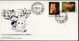 Brasil 1989 YT1935-36 FDC Upaep 500 Años Del Descubrimiento. Arqueologia Precolombina. - FDC