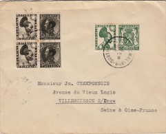 1938, RARE LETTRE BELGIQUE, LOTERIE COLONIALE, BOMAL SUR OURTH Pour FRANCE, JOLI BLOC Et PAIRE /5089 - Cartas & Documentos